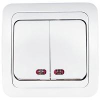купить Классико белый выключатель 2кл с подсветкой скрытая 10А IP20  в Сыктывкаре Классико белый выключатель 2кл с подсветкой скрытая 10А IP20