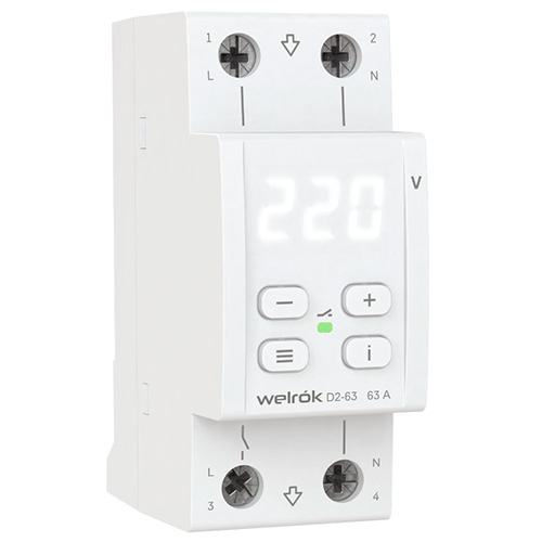 Реле напряжения 1ф 63А 2мод D2-63 Welrok 