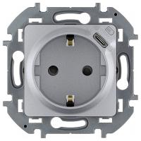 Инспириа алюминий розетка со встроенным USB скрытая 1-мест заземление IP20 