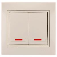 купить Мира выключатель скрытая бежевый 2кл 10А с подсветкой IP20  в Сыктывкаре Мира выключатель скрытая бежевый 2кл 10А с подсветкой IP20