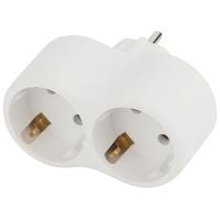 Разветвитель 2-мест 16А заземление белый прямоугольник пластик ЭРА 