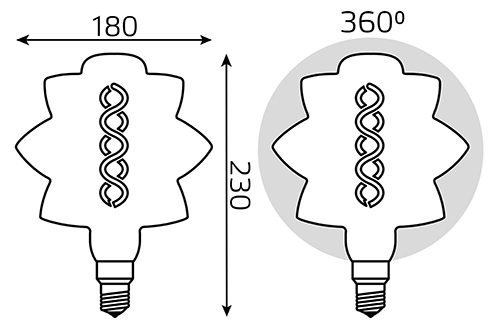 купить Лампа декор свд Е27 8Вт 2400К 560лм BD180 золотистая филамент Gauss  в Сыктывкаре Лампа декор свд Е27 8Вт 2400К 560лм BD180 золотистая филамент Gauss