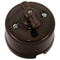 Болонь коричневый выключатель 1кл открытая 10А IP20 фарфор