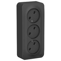 купить Бланка антрацит розетка открытая 3-мест IP20  в Сыктывкаре Бланка антрацит розетка открытая 3-мест IP20