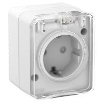 AtlasDesign Profi54 белый розетка открытая 1-мест шторки IP54 