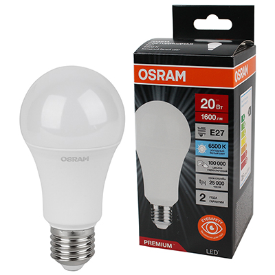 купить Лампа светодиодная 220В Е27 20Вт 6500К 1600лм стандарт A70 матовая Osram LED Value black в Сыктывкаре Лампа светодиодная 220В Е27 20Вт 6500К 1600лм стандарт A70 матовая Osram LED Value black