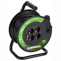 Удлинитель 4-мест 20м ПВС 3*1 черный катушка IP20 GENERICA (IEK) аналог9492601