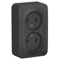 купить Бланка антрацит розетка открытая 2-мест IP20 в Сыктывкаре Бланка антрацит розетка открытая 2-мест IP20