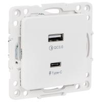 Стокгольм белый розетка USB type-A+type-C скрытая 2-ая 