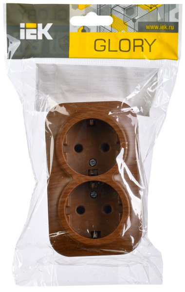 купить Глори дуб розетка открытая 2-мест заземление IP20 в Сыктывкаре Глори дуб розетка открытая 2-мест заземление IP20