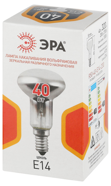 Лампа R50 накал Е14 40Вт 320лм ЭРА