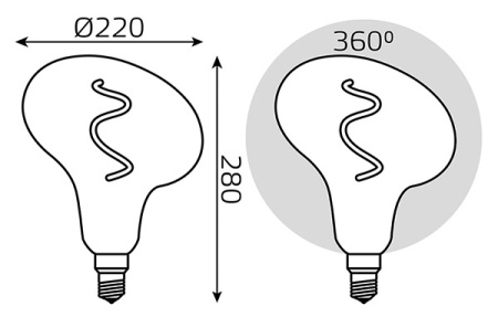 купить Лампа свд 220В Е27 6Вт 2400К 240лм FD180 серая филамент Gauss  в Сыктывкаре Лампа свд 220В Е27 6Вт 2400К 240лм FD180 серая филамент Gauss