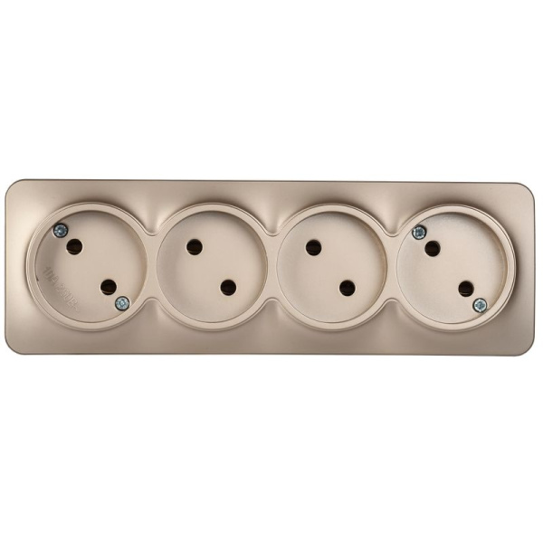 купить Глори шампань розетка открытая 4-мест IP20  в Сыктывкаре Глори шампань розетка открытая 4-мест IP20