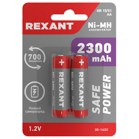 Аккумулятор AA(пальчик) 2300mAh 1,2В BL2 Rexant 