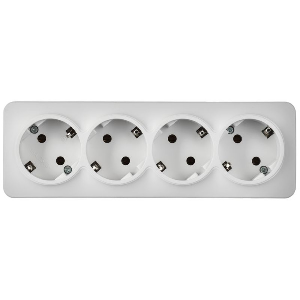 купить Глори белый розетка открытая 4-мест заземление IP20  в Сыктывкаре Глори белый розетка открытая 4-мест заземление IP20