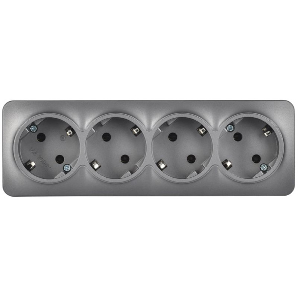 купить Глори сталь розетка открытая 4-мест заземление IP20  в Сыктывкаре Глори сталь розетка открытая 4-мест заземление IP20