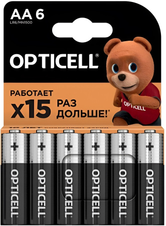 Батарейка AA(пальчик) алкалиновая BL6 Opticell Basic 