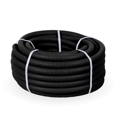 купить Труба гофра 25мм ПНД тяжелая 50м ПРОМРУКАВ черный безгалогенная (HF) в Сыктывкаре Труба гофра 25мм ПНД тяжелая 50м ПРОМРУКАВ черный безгалогенная (HF)