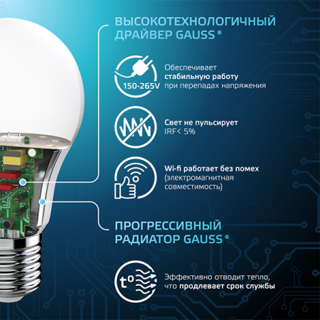 купить Лампа светодиодная 220В Е27 16Вт 6500К 1520лм стандарт A60 матовая Gauss Black в Сыктывкаре Лампа светодиодная 220В Е27 16Вт 6500К 1520лм стандарт A60 матовая Gauss Black
