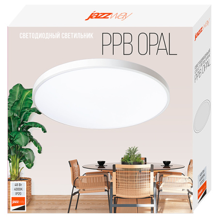 Светильник потолочный свд 48Вт 4000К 3840лм круг белый OPAL Jazzway