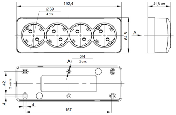 купить Глори дуб розетка открытая 4-мест заземление IP20 в Сыктывкаре Глори дуб розетка открытая 4-мест заземление IP20