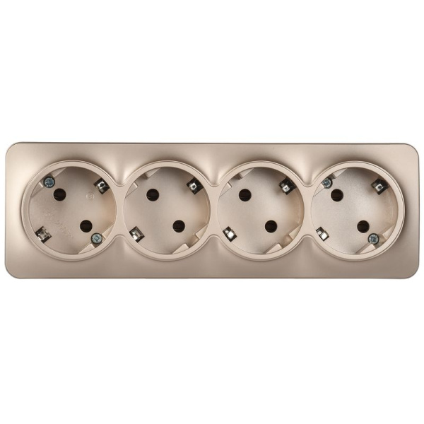 купить Глори шампань розетка открытая 4-мест заземление IP20  в Сыктывкаре Глори шампань розетка открытая 4-мест заземление IP20