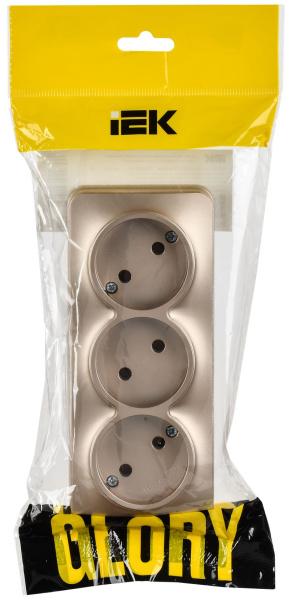 купить Глори шампань розетка открытая 3-мест IP20  в Сыктывкаре Глори шампань розетка открытая 3-мест IP20