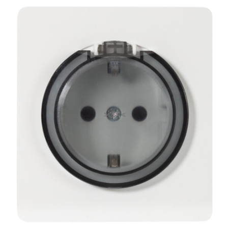 MIELE ROUND Розетка 1-ая с/з с/у, со шторками и крышкой 16А белая KRANZ