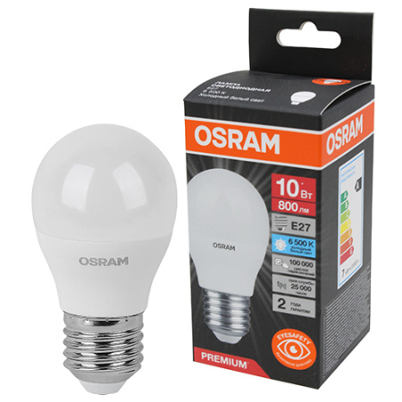 купить Лампа шар свд Е27 10Вт 6500К 800лм P45 матовый Osram LED Value black в Сыктывкаре Лампа шар свд Е27 10Вт 6500К 800лм P45 матовый Osram LED Value black