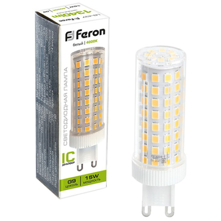 купить Лампа капсула свд 220В G9 15Вт 4000К 1340лм Feron  в Сыктывкаре Лампа капсула свд 220В G9 15Вт 4000К 1340лм Feron