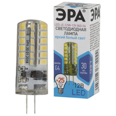 купить Лампа капсула свд 12В G4 3,5Вт 4000К 280лм ЭРА  в Сыктывкаре Лампа капсула свд 12В G4 3,5Вт 4000К 280лм ЭРА