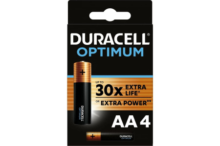 Батарейка AA(пальчик) алкалиновая BL4 Duracell Optimum