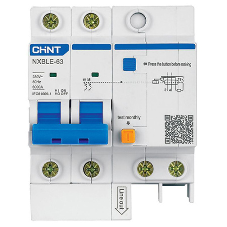 Дифавтомат 2Р 32А C тип AC 30мА 6кА 4мод NXBLE-63 CHINT