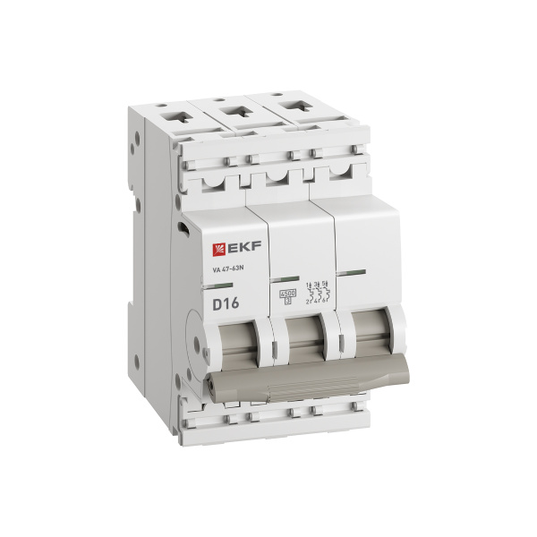 Автомат 3Р 16А D 4,5кА ВА47-63N EKF PROxima