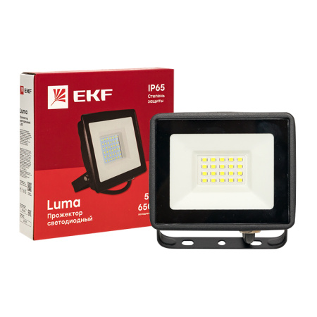 Прожектор свд 20Вт 6500К 1600лм черный IP65 110° Luma EKF FLL-3002