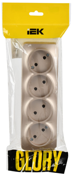 купить Глори шампань розетка открытая 4-мест IP20  в Сыктывкаре Глори шампань розетка открытая 4-мест IP20