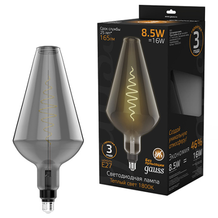 купить Лампа свд 220В Е27 8,5Вт 1800К 165лм Vase серая филамент Gauss в Сыктывкаре Лампа свд 220В Е27 8,5Вт 1800К 165лм Vase серая филамент Gauss