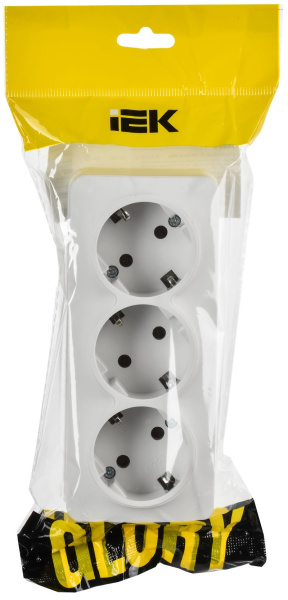 купить Глори белый розетка открытая 3-мест заземление IP20  в Сыктывкаре Глори белый розетка открытая 3-мест заземление IP20