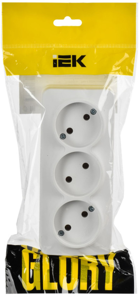 купить Глори белый розетка открытая 3-мест IP20  в Сыктывкаре Глори белый розетка открытая 3-мест IP20