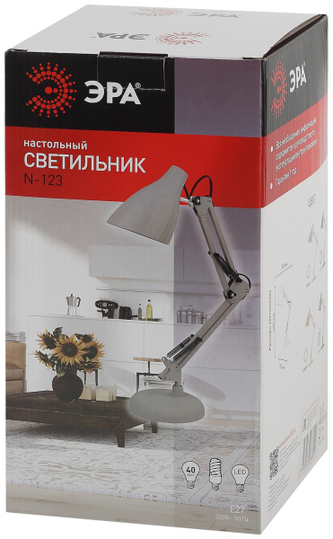 купить Светильник настольный 40Вт E27 серый подставка ЭРА в Сыктывкаре Светильник настольный 40Вт E27 серый подставка ЭРА