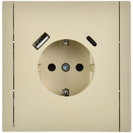 Фортепиано ваниль розетка скрытая 1-мест заземление шторки USB IP20 