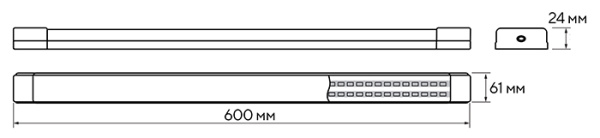 Светильник ДПО 6500К 600*62*24мм призма 18Вт 1980лм IP20 PPO Jazzway сталь