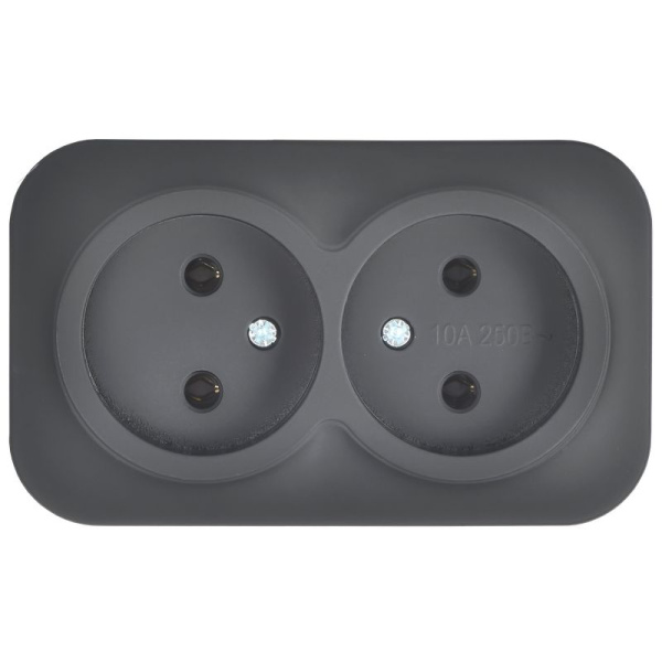 купить Глори черный розетка открытая 2-мест IP20  в Сыктывкаре Глори черный розетка открытая 2-мест IP20