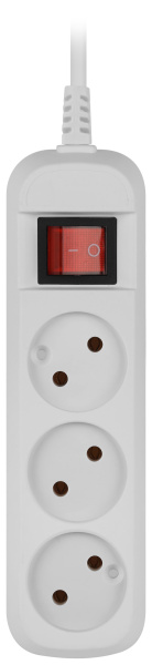 Удлинитель 3-мест 5м ПВС 2*0,75 белый выкл PlexUp  