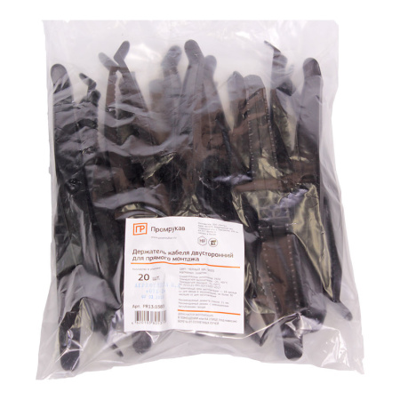 купить Держатель кабеля двусторонний 0-10мм пластик черный ПРОМРУКАВ 20шт/уп в Сыктывкаре Держатель кабеля двусторонний 0-10мм пластик черный ПРОМРУКАВ 20шт/уп
