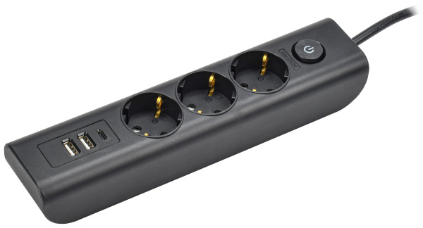 Удлинитель 3-мест 2м ПВС 3*1 белый 3*USB IEK  MODERN
