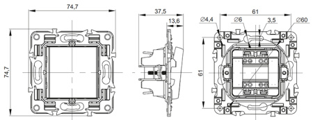 Сканди серый выключатель кнопочный 1кл скрытая 10А IP20 