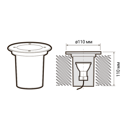 Светильник тротуарный 1*35Вт GU10 IP65 хром металл Jazzway 