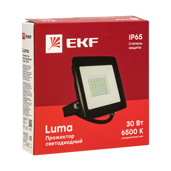 купить Прожектор свд 30Вт 6500К 5600лм черный IP65 110° Luma EKF в Сыктывкаре Прожектор свд 30Вт 6500К 5600лм черный IP65 110° Luma EKF
