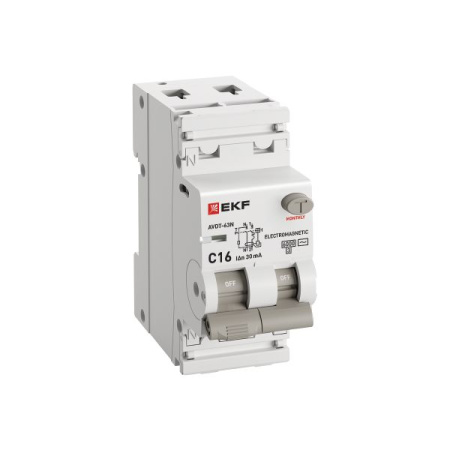 Дифавтомат 2Р 16А C тип AC 30мА 6кА 2мод АВДТ-63N EKF PROxima